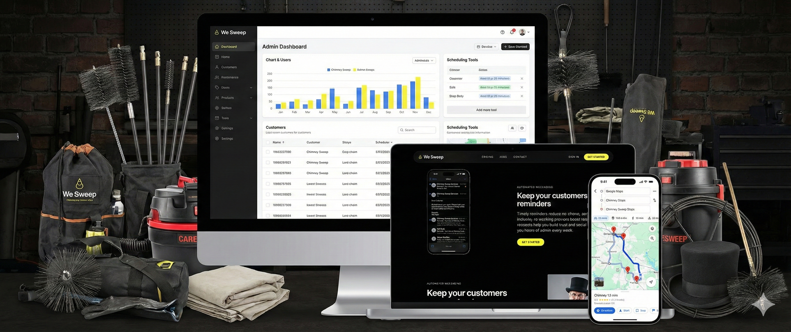 We Sweep product preview across desktop and mobile