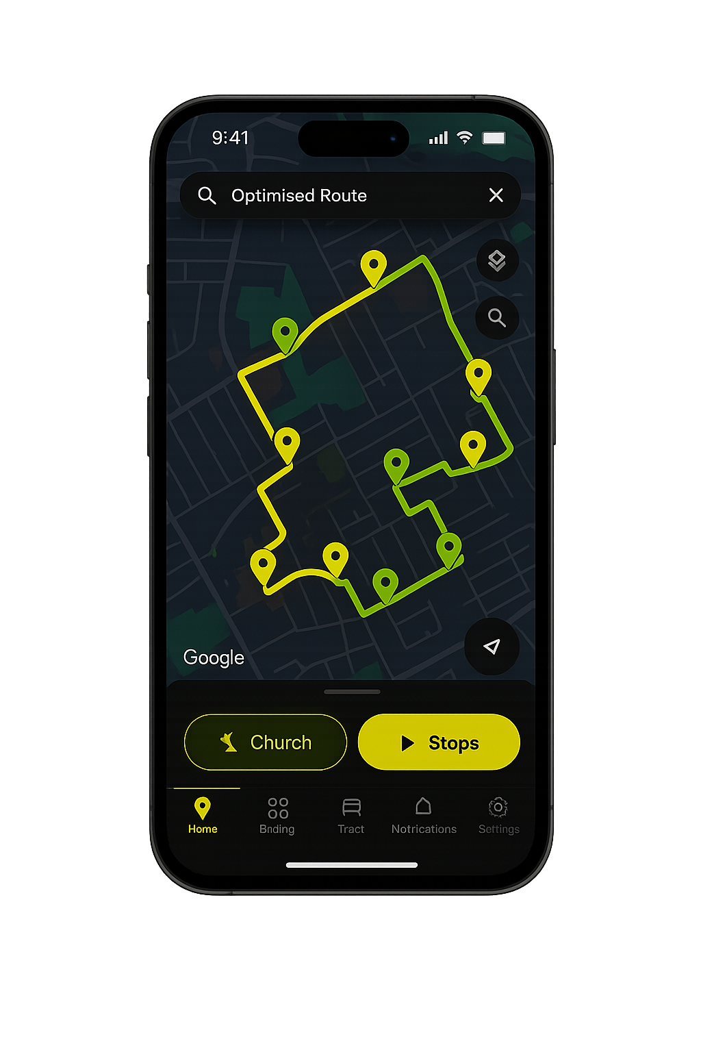 Optimised route map preview